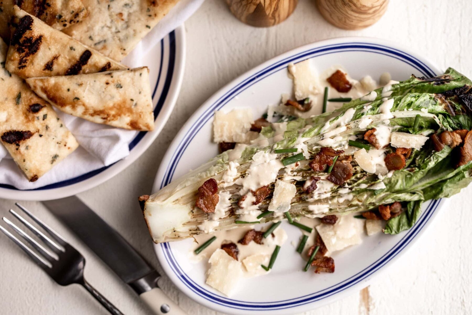 Grilled Caesar Salad with Bacon.