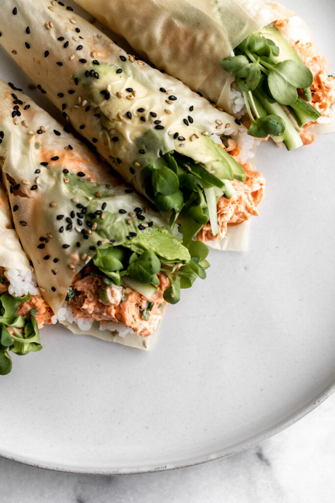 Baked Spicy Salmon Hand Rolls