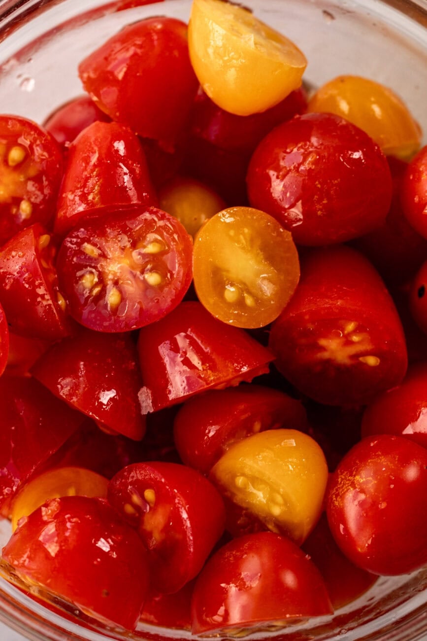 marinated cherry tomatoes.