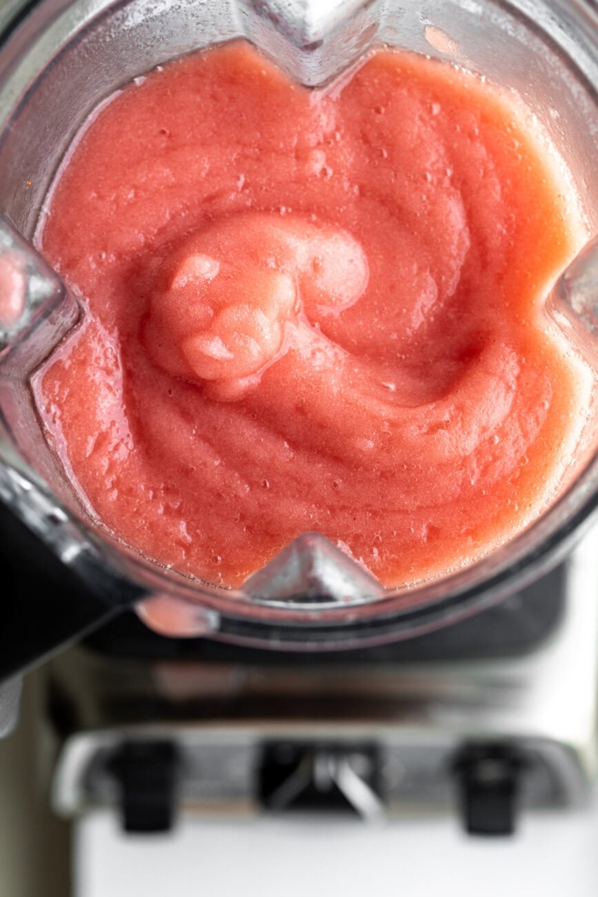 Blended frosé in blender.