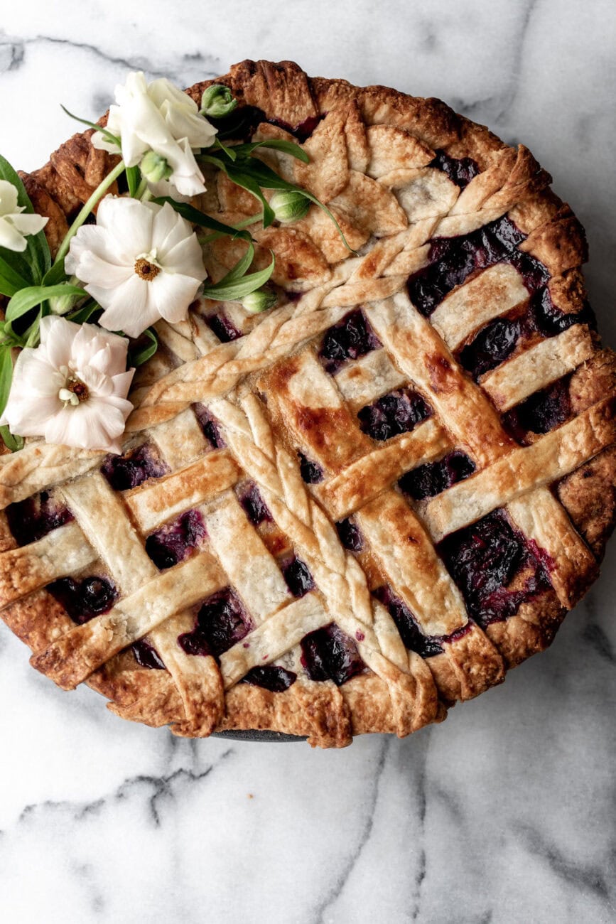 Desserts for 4th of July blueberry lavender pie.