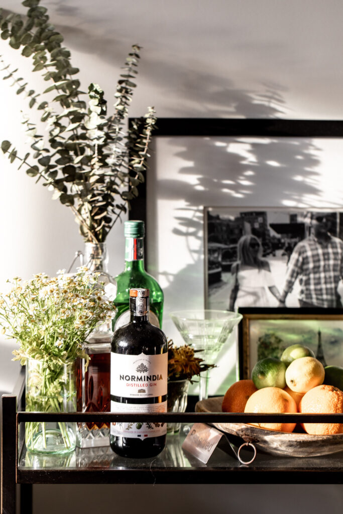 gin on bar cart 