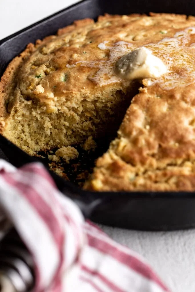 Jalapeño cornbread with whipped maple butter side view