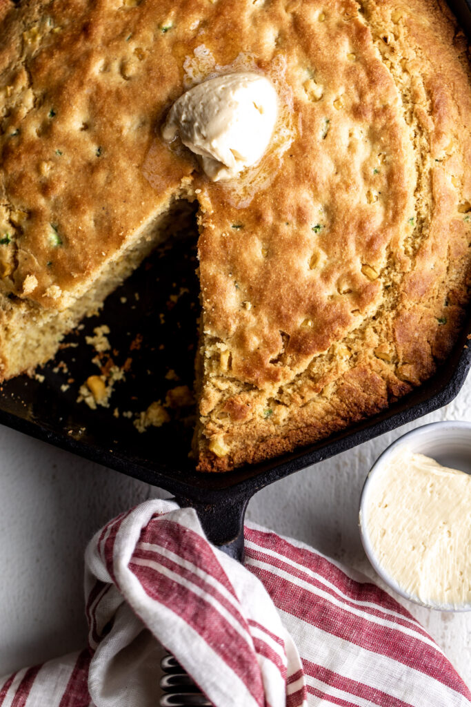 Jalapeño cornbread with whipped maple butter slice out