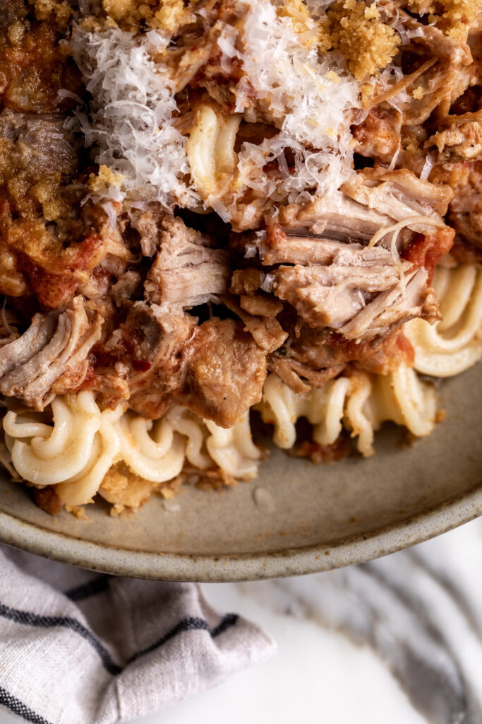 Creamy Spicy Pork Sugo with Buttered Breadcrumbs Recipe