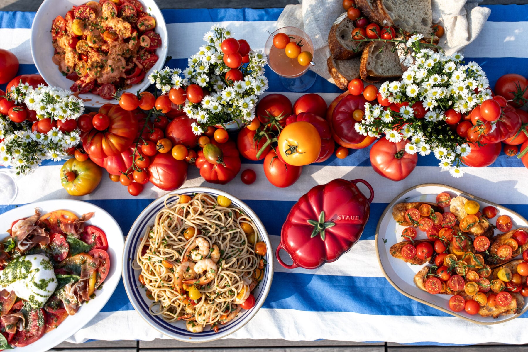 summer tomato party with heirloom tomato centerpieces.