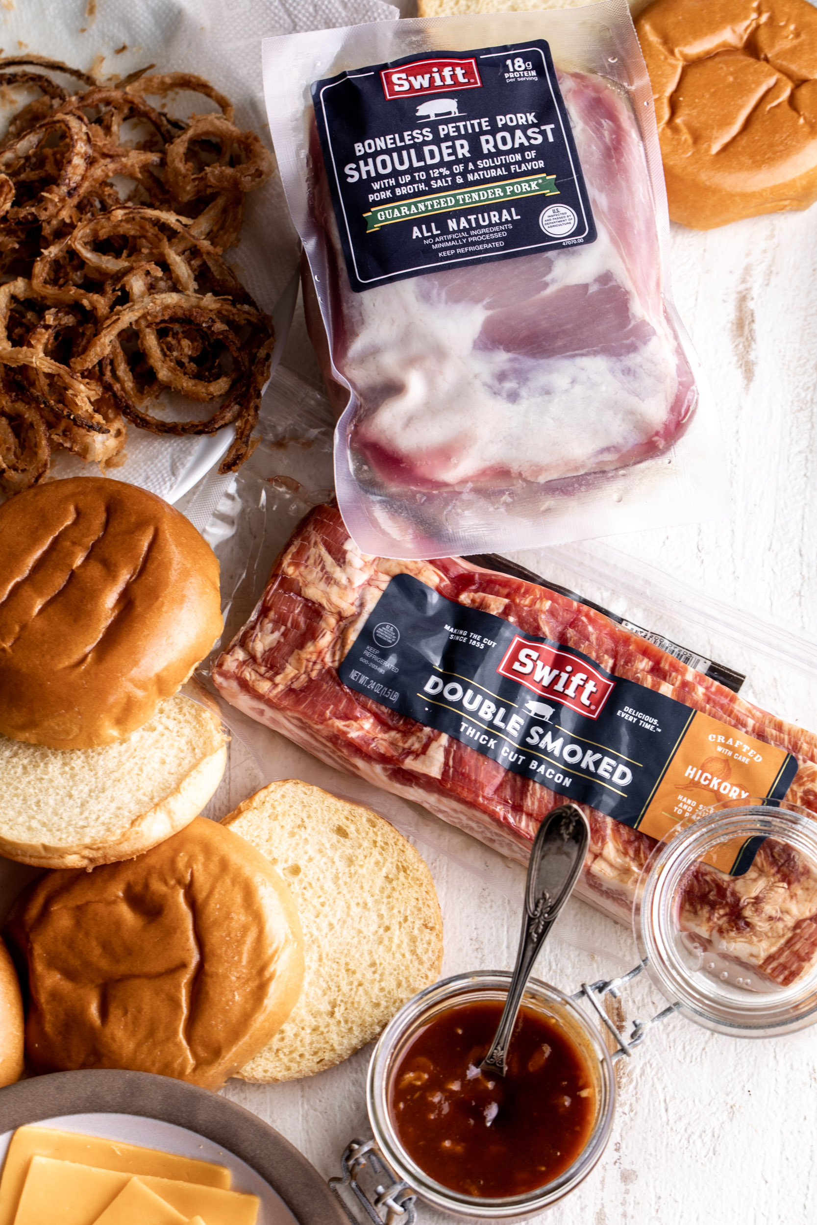 Braised Pork Sandwich Orange BBQ Sauce Cooking with Cocktail Rings