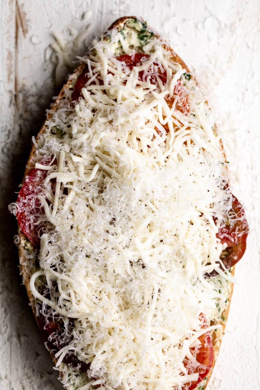 tomato herb bread with cheese.