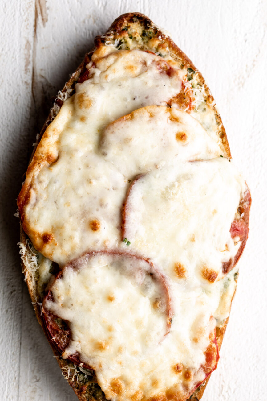 Garlic Butter Tomato Cheese Bread baked.