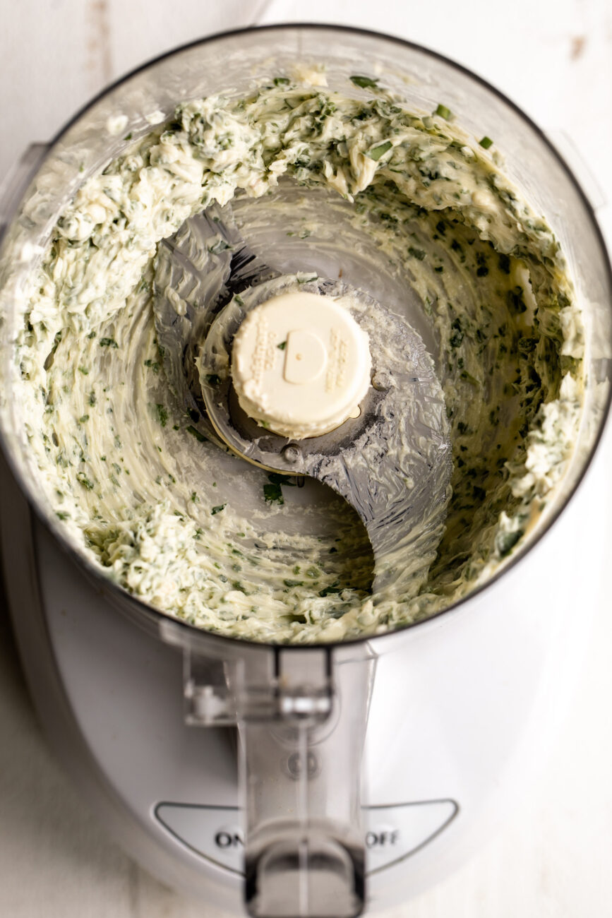 garlic butter in food processor.