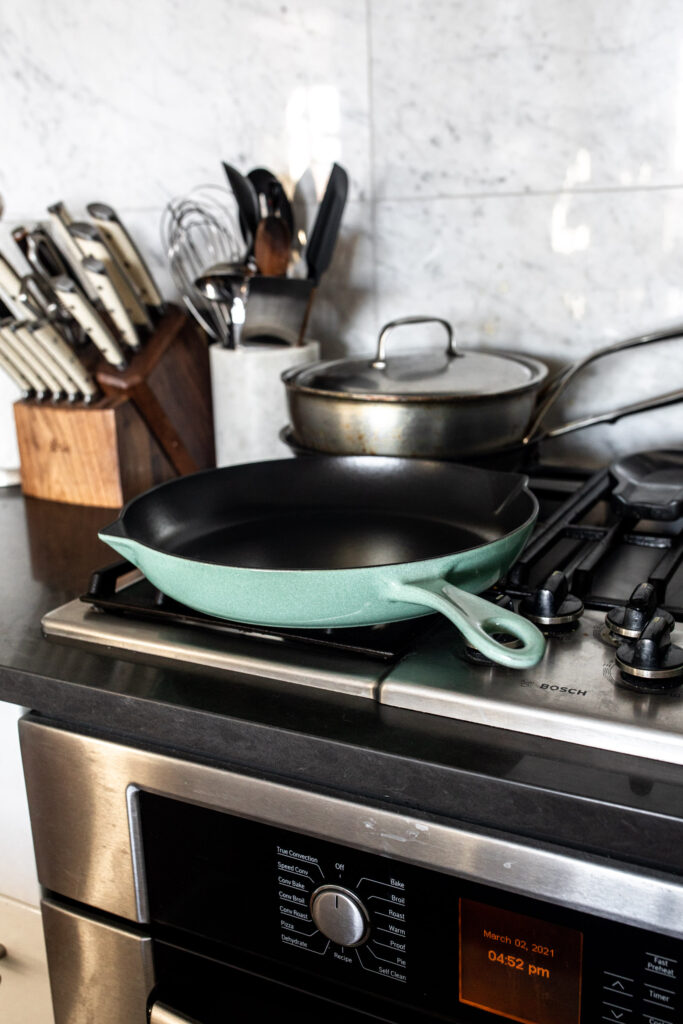 I'm taking great care of this Lodge cast iron skillet. After use I scrape  it out with some hot water while the pan is hot and then wipe it down with a