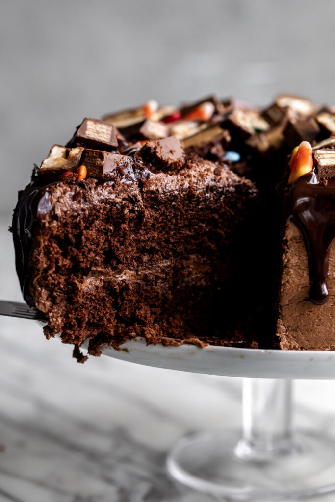 Chocolate Cake with Chocolate Ganache & Halloween Candy recipe