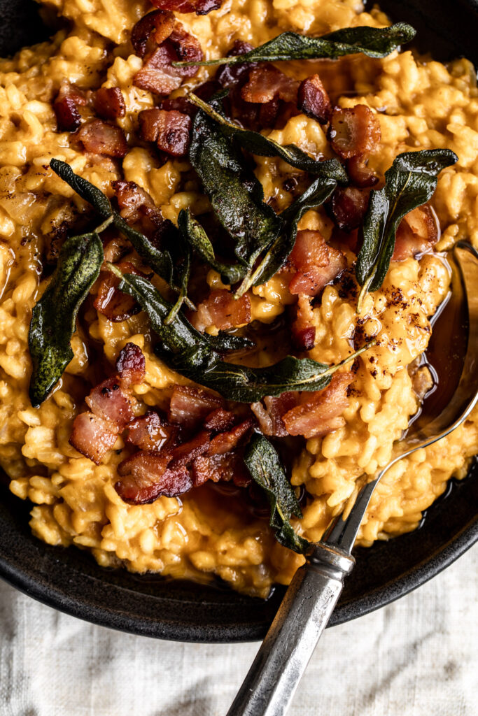 Pumpkin Risotto with Brown Butter and Bacon Recipe