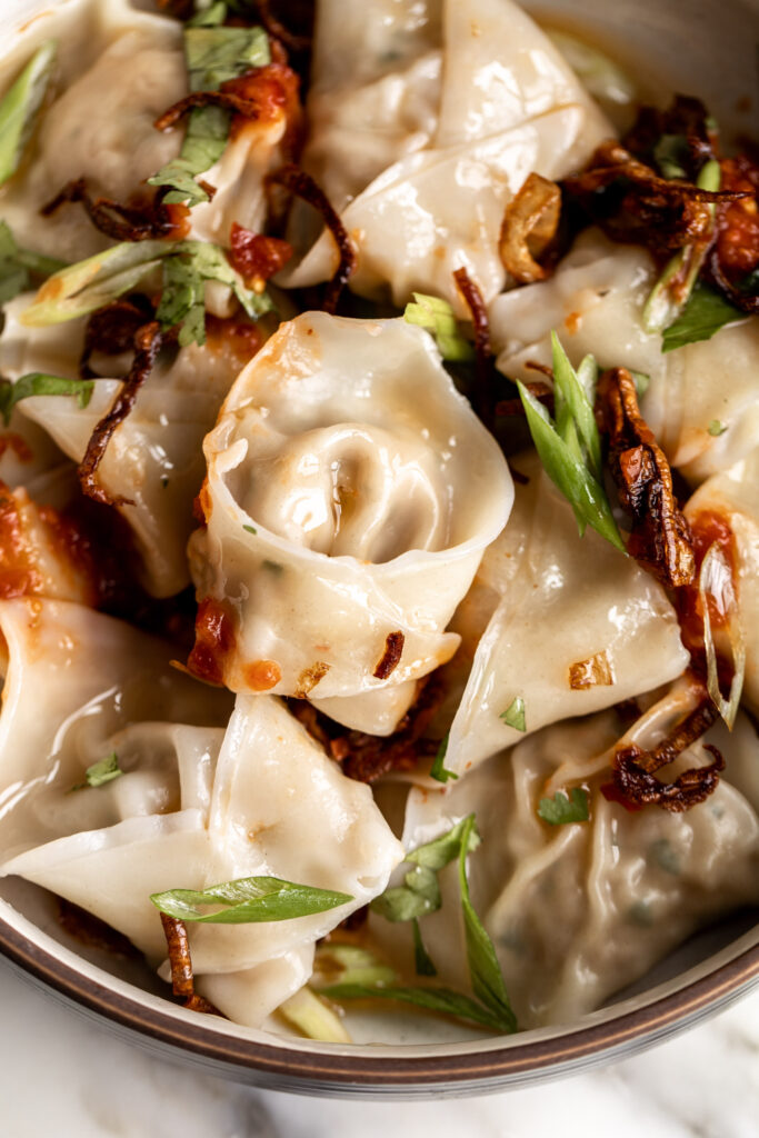Spicy Sichuan Wontons with Chili Sauce