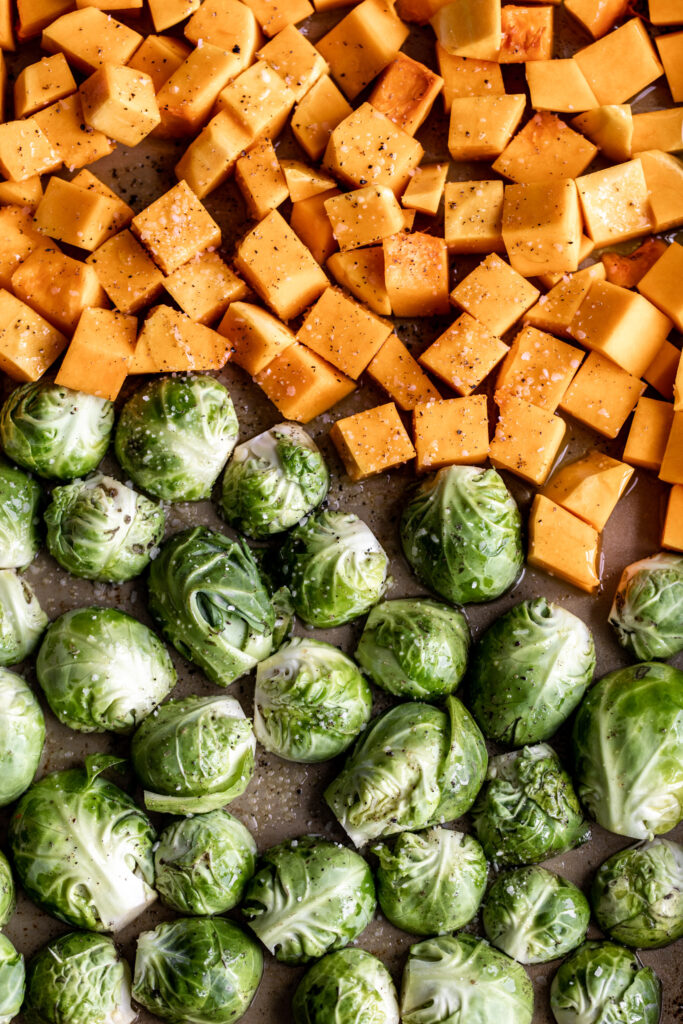 How to make Roasted Brussels Sprout Grain Salad with Maple Tahini Dressing