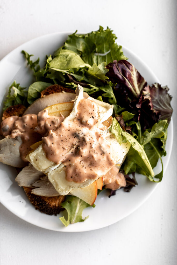 Turkey, Apple & Brie Open-face Sandwich with mixed greens