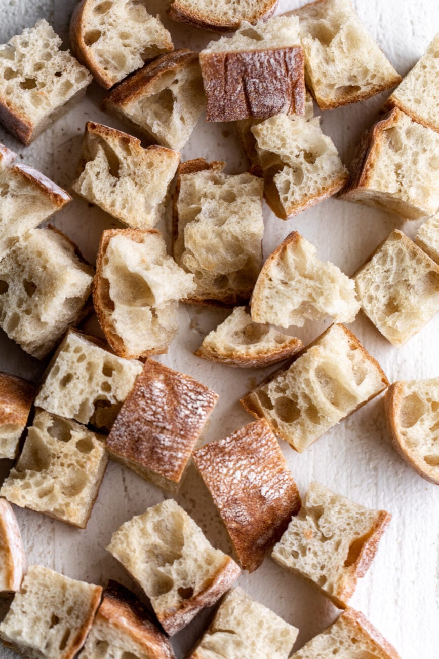 dried out cubes of bread.