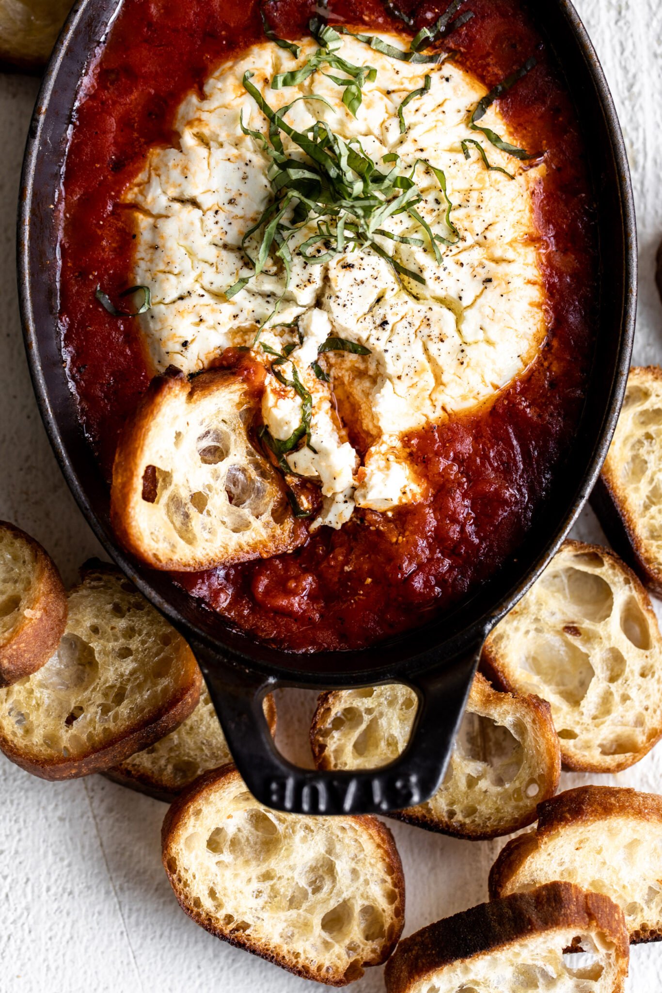 Baked Goat Cheese Marinara Cooking with Cocktail Rings