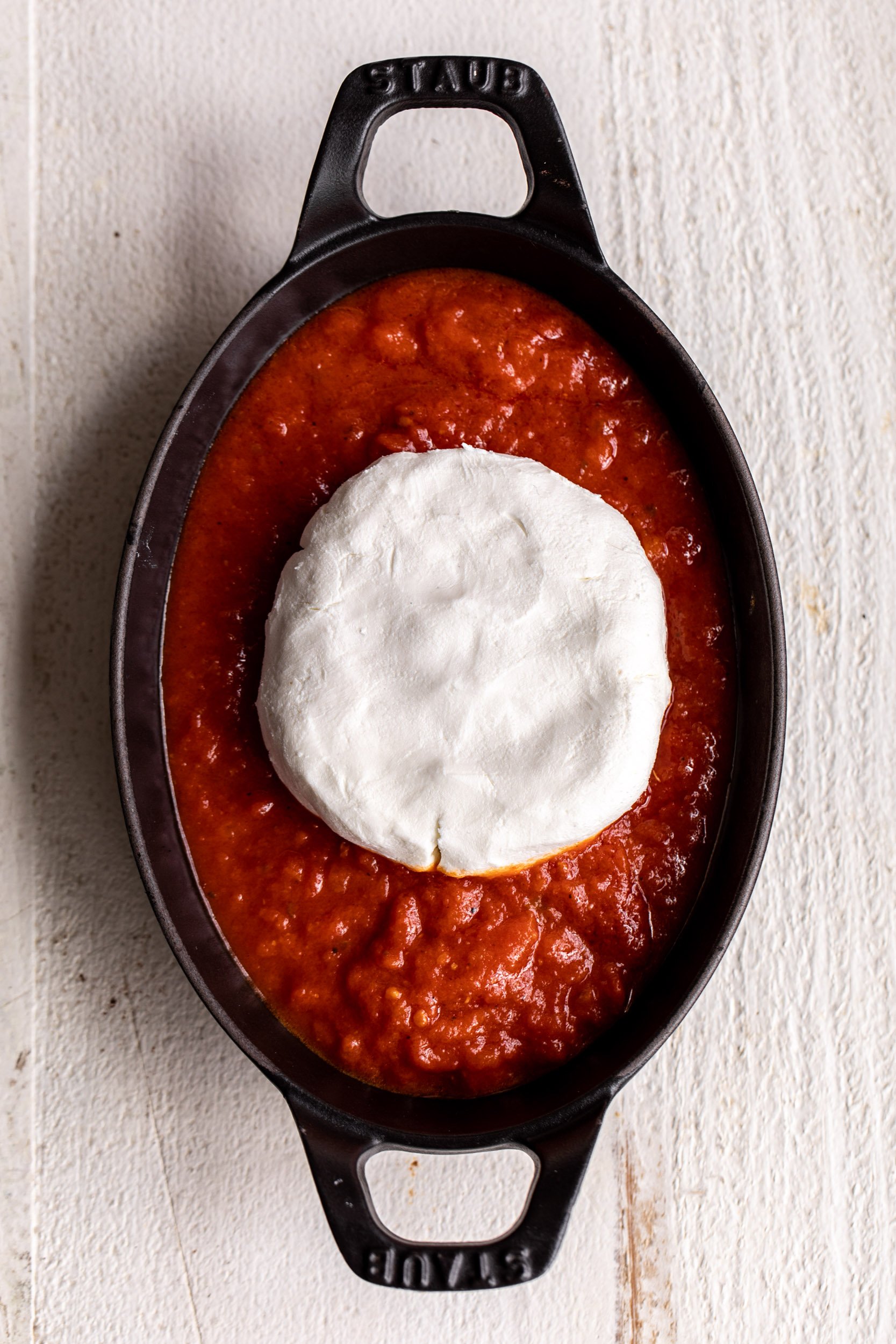 Baked Goat Cheese Marinara Cooking with Cocktail Rings