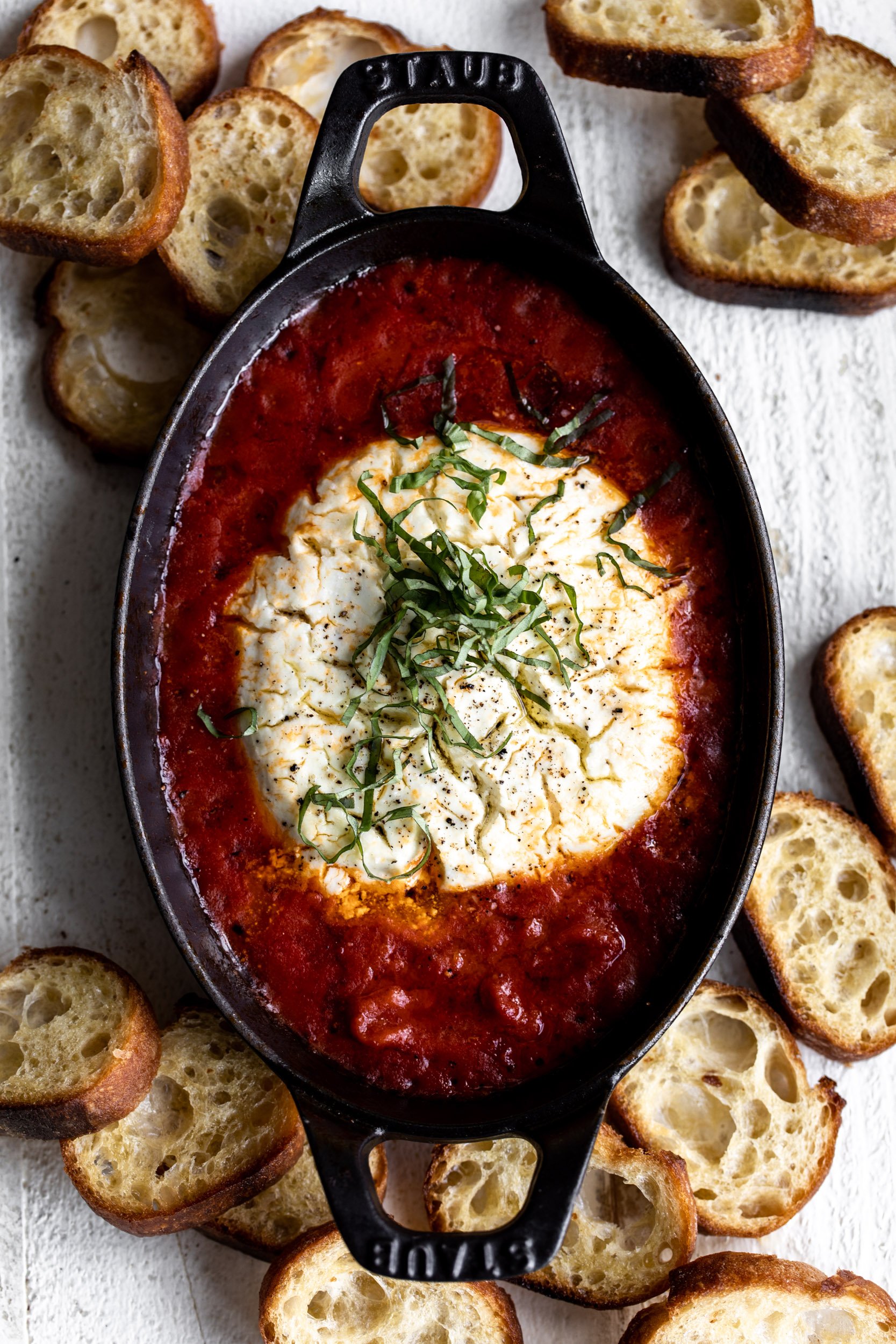 Baked Goat Cheese Marinara Cooking with Cocktail Rings