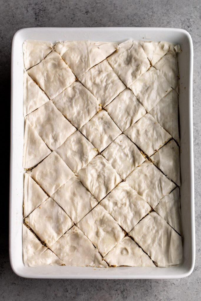 baklava latered with butter and filling