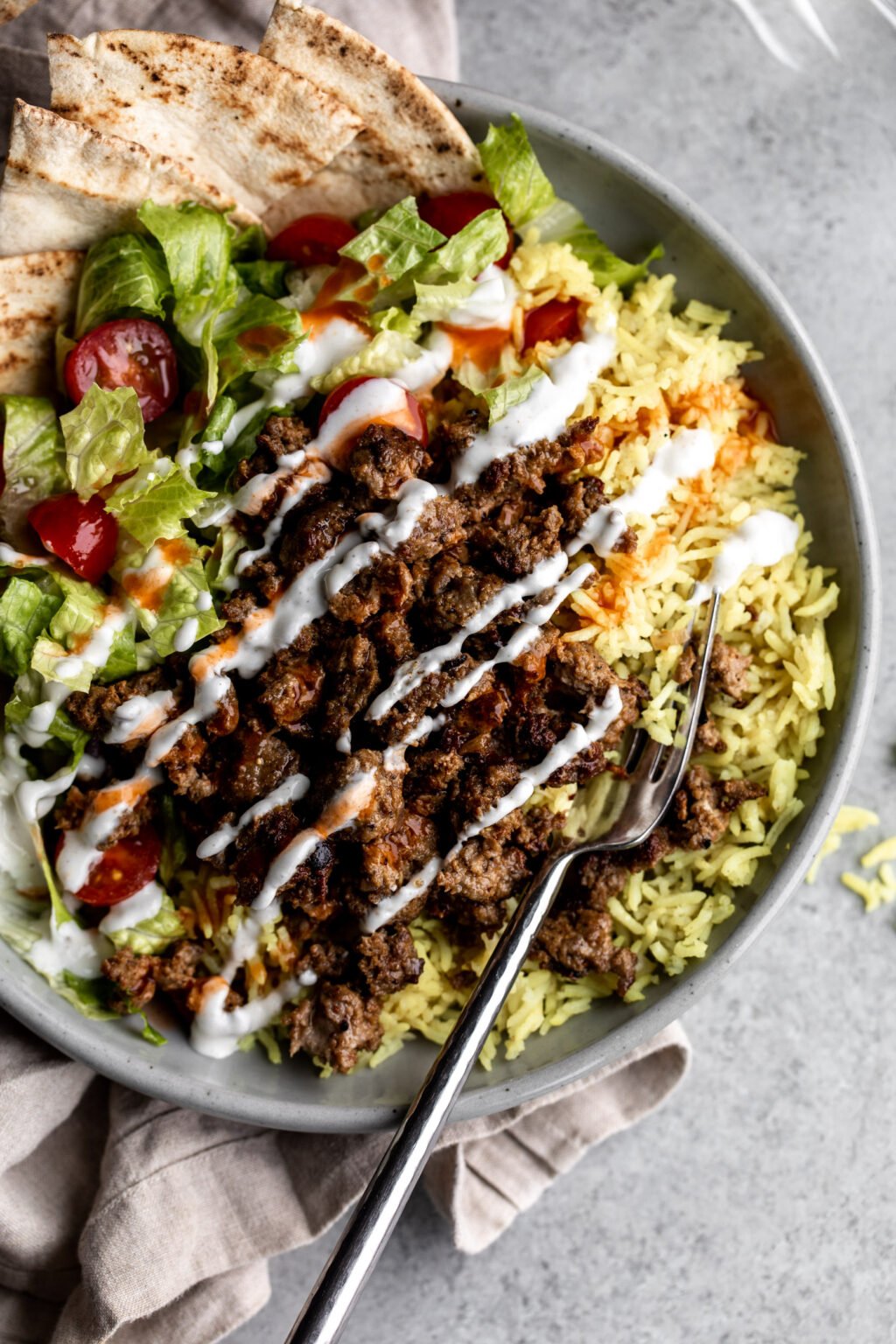 NYC Halal Truck Lamb Bowl Cooking with Cocktail Rings