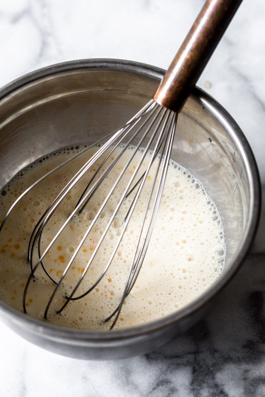 whisked egg mixture for french toast.