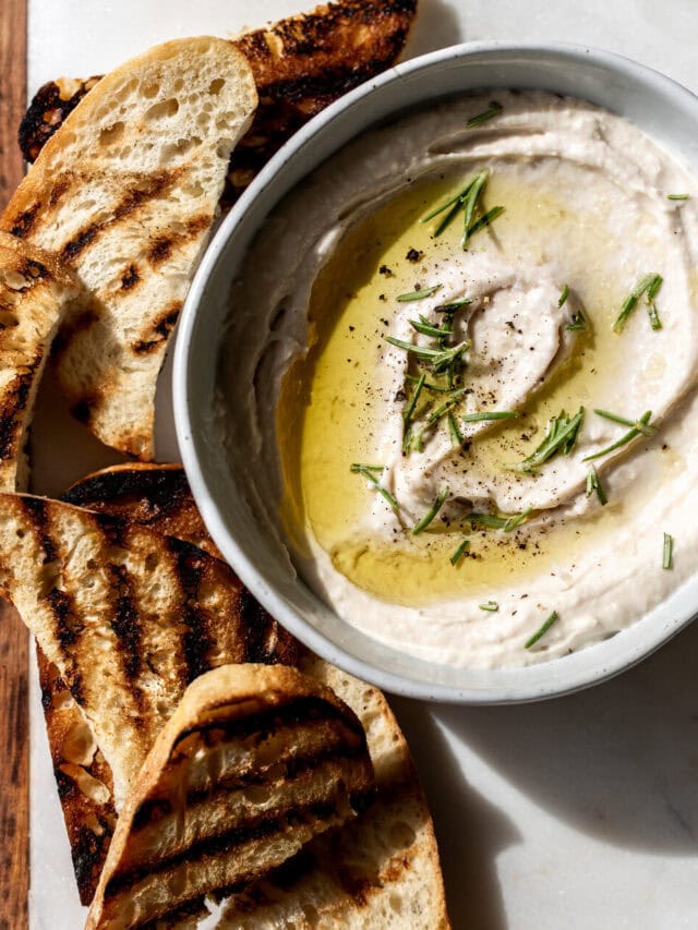 Rosemary White Bean Dip Cooking with Cocktail Rings