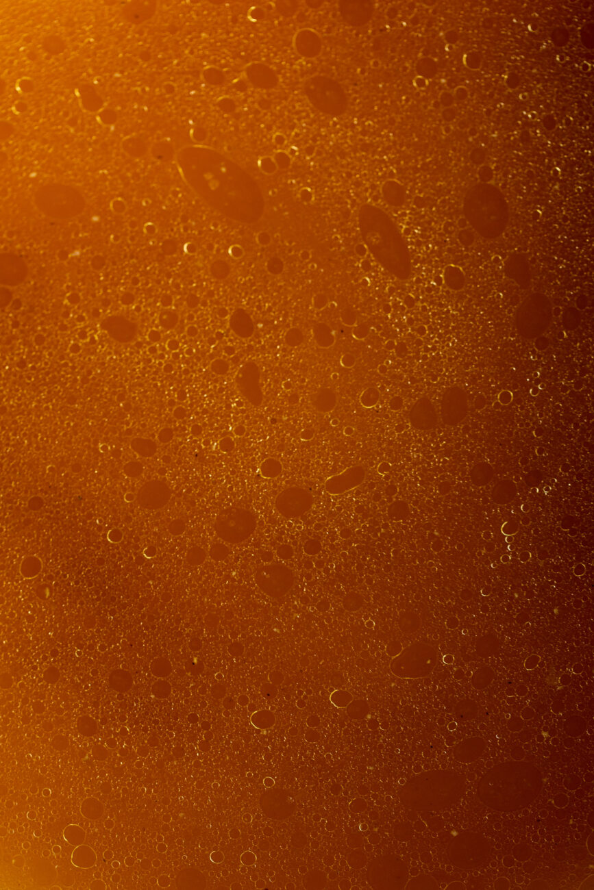 golden homemade chicken stock strained and cooled. 