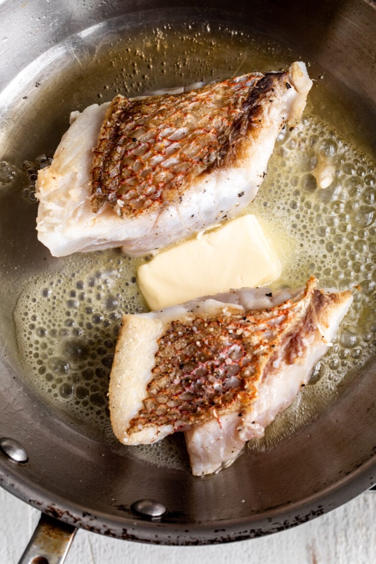 PanSeared White Fish Cooking with Cocktail Rings