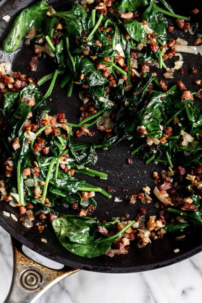sautéed spinach with onion and pancetta