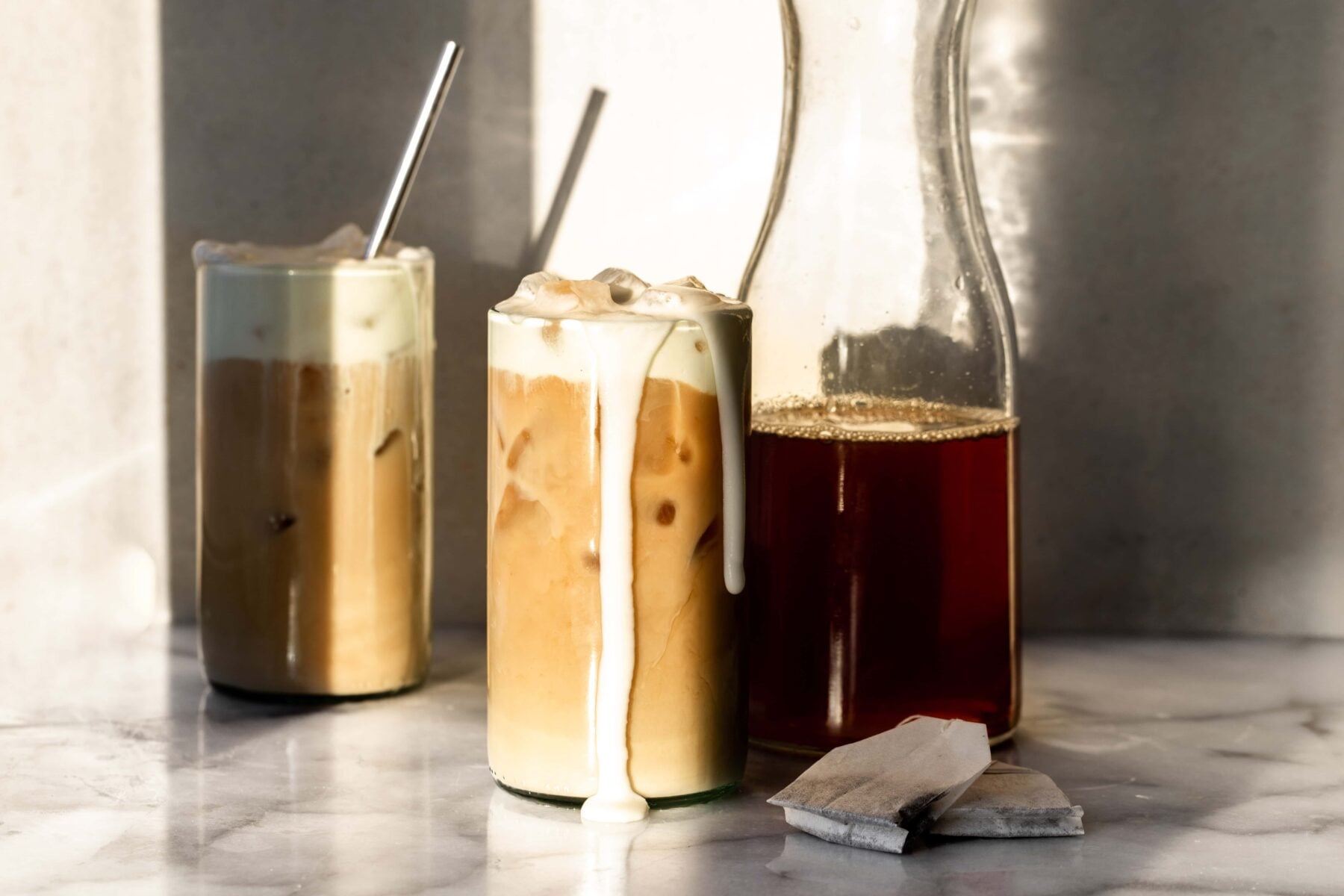 Iced Milk Tea Latte with Cheese Foam Recipe.