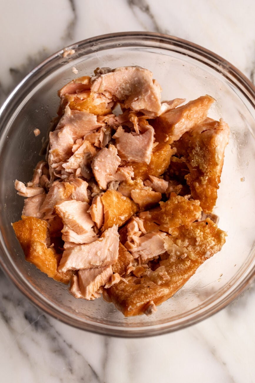 salmon in bowl.