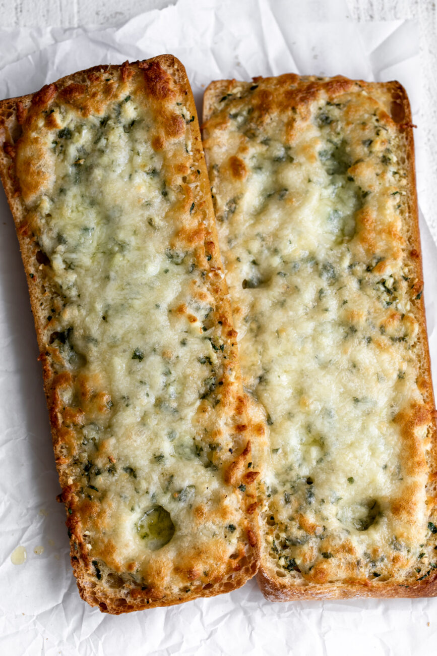 baked cheesy garlic bread.