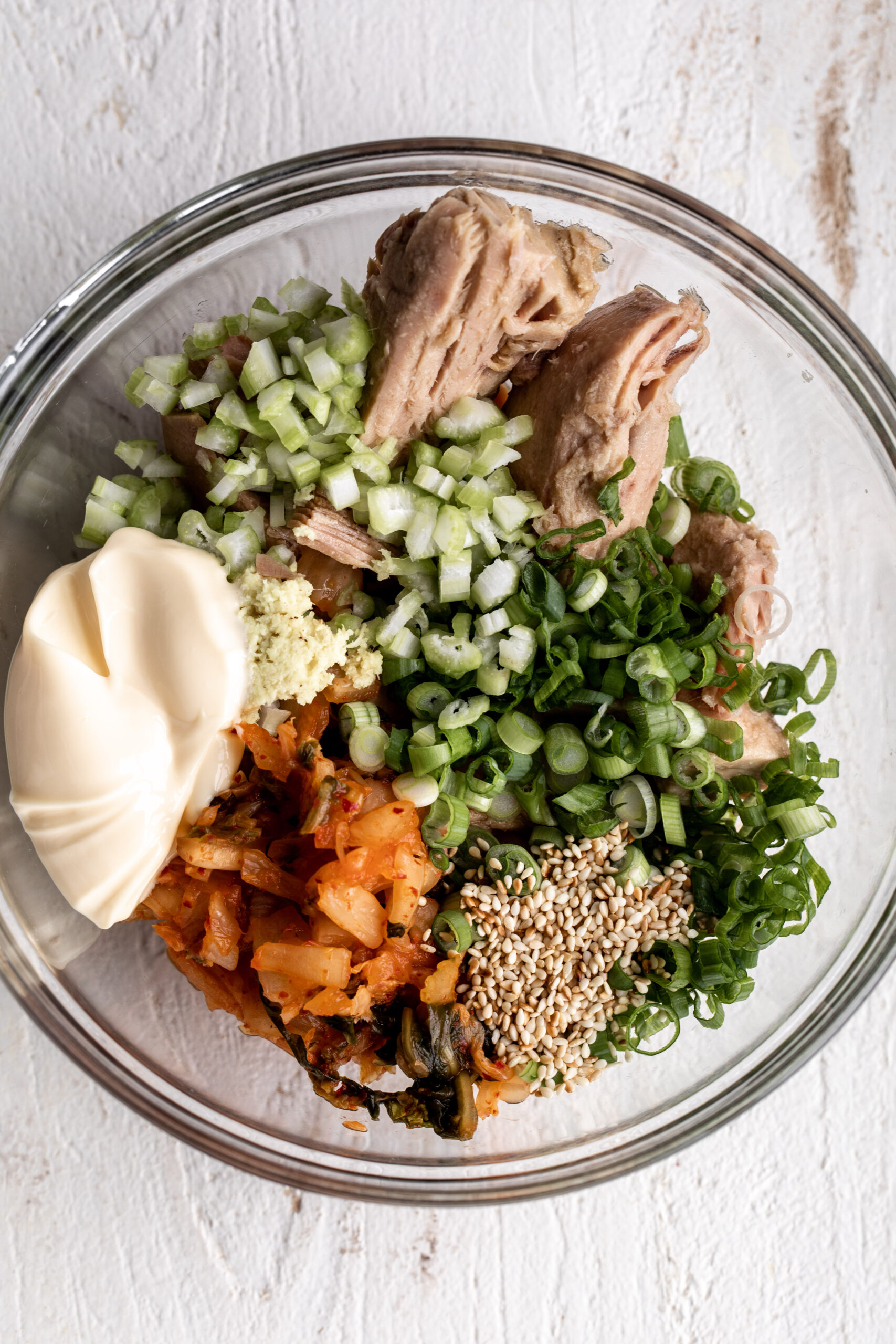 Kimchi Tuna Salad Cooking with Cocktail Rings