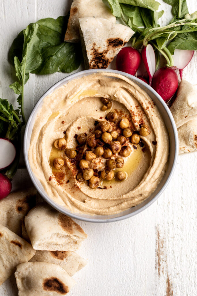 Spicy Hummus with Roasted Chickpeas