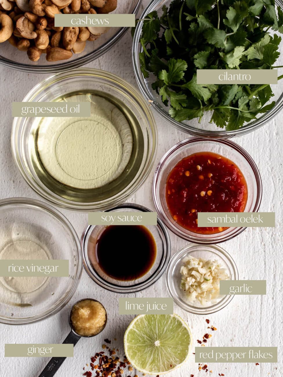 Spicy Cashew Dressing ingredients.