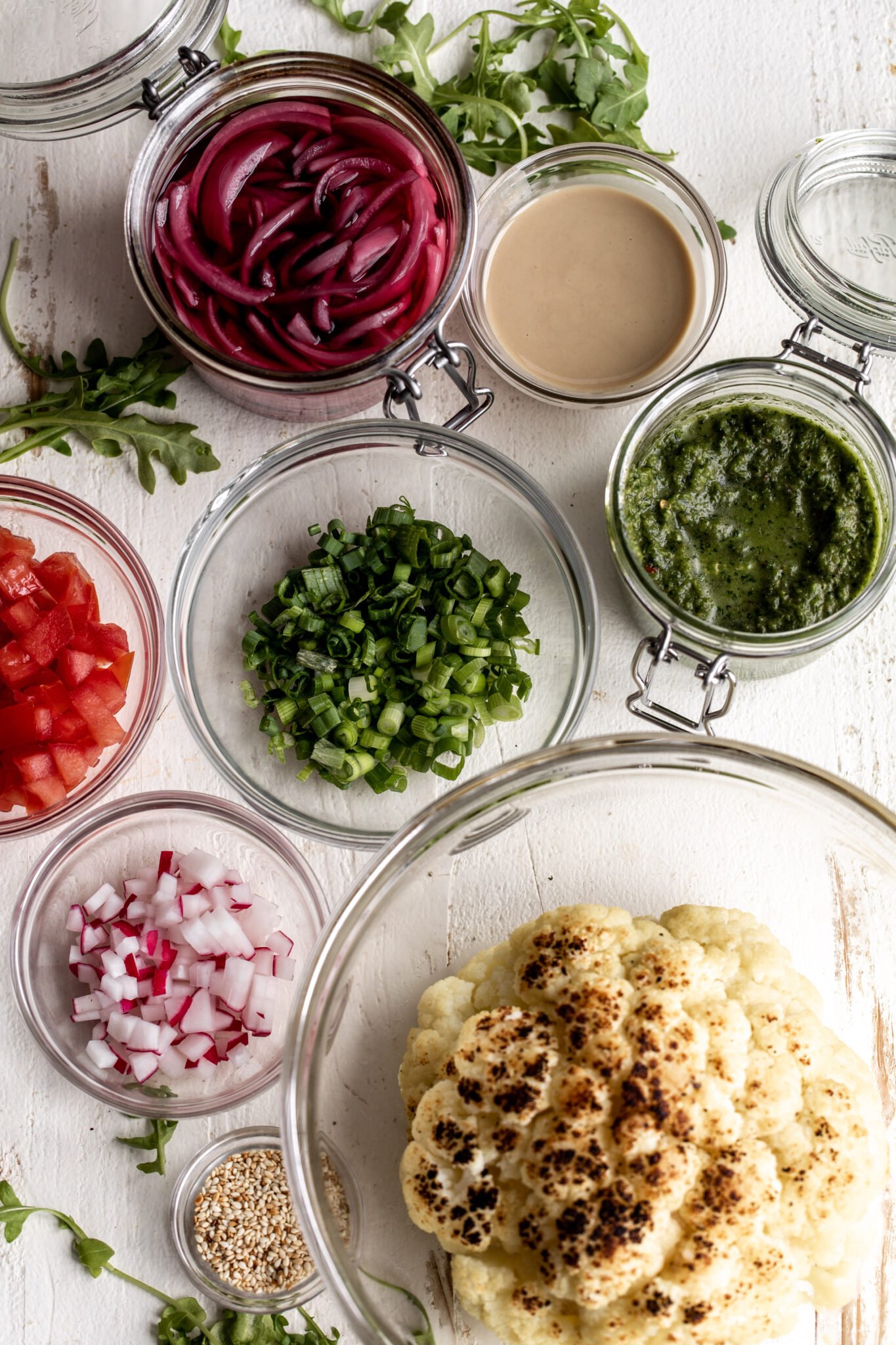 Roasted Cauliflower Pita Cooking with Cocktail Rings