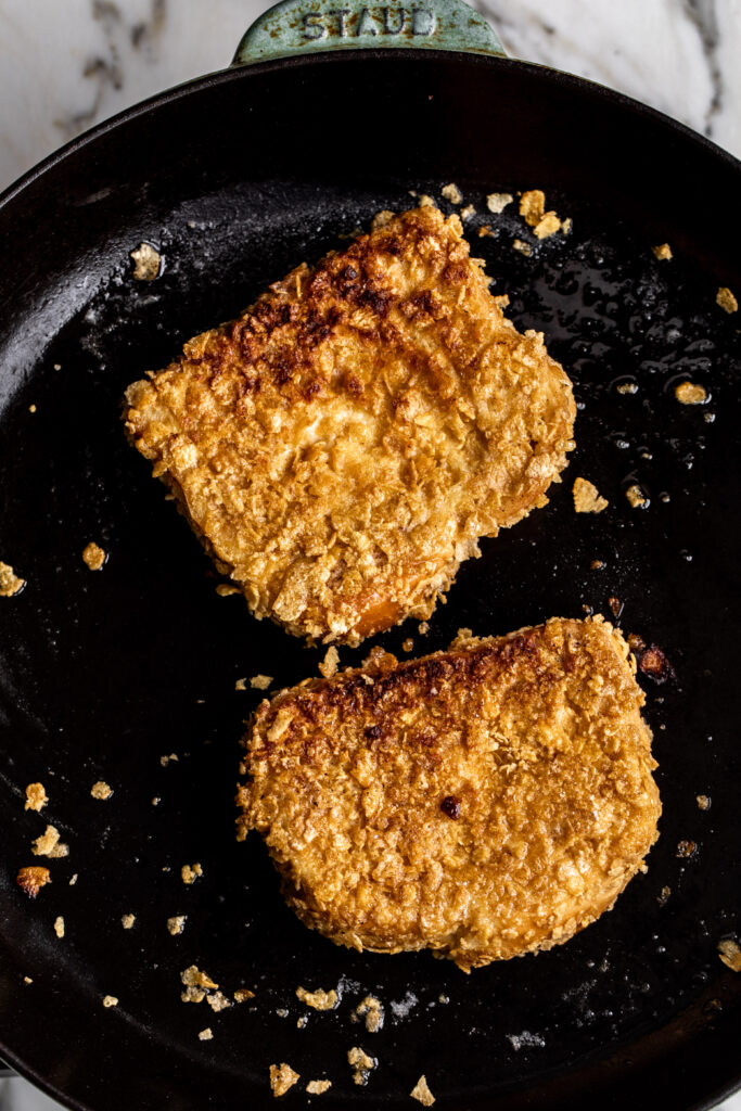 cooked french toast in skillet