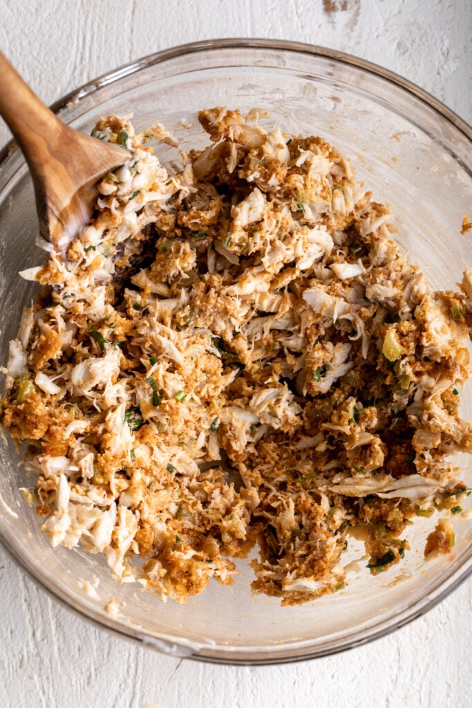 crab meat filling for Crab Stuffed Salmon Pinwheels.