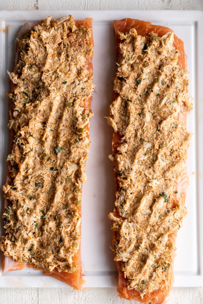 salmon with crab filling.