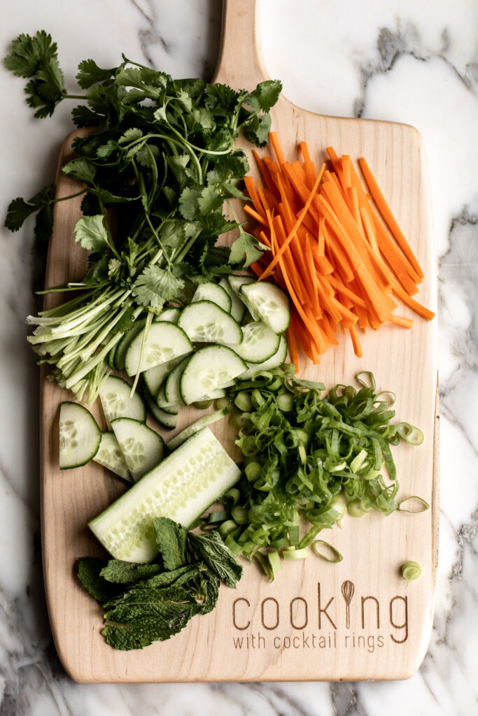 vegetable ingredients for Vietnamese chicken salad