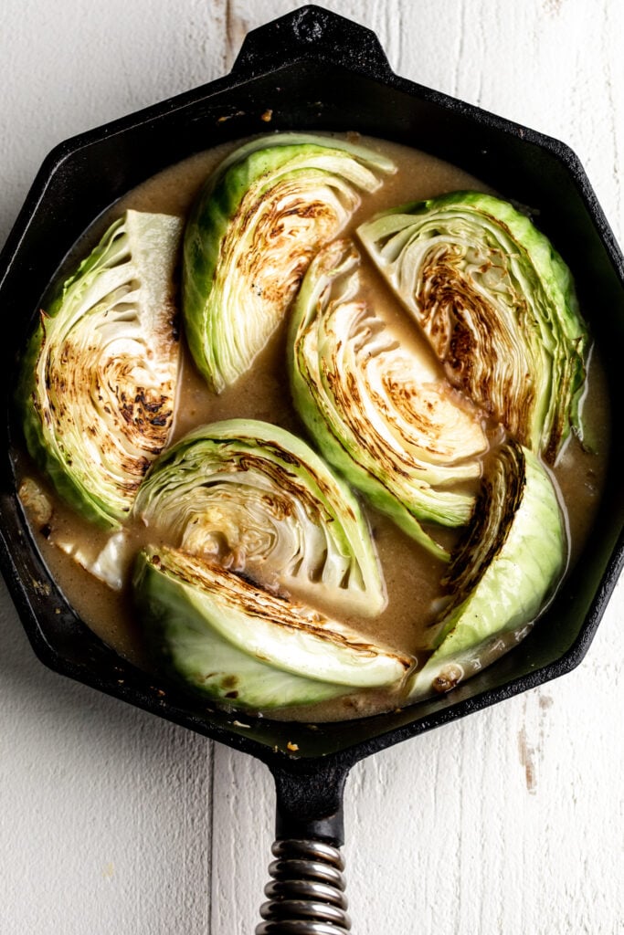 cabbage and sauce ingredients for braised cabbage recipe.