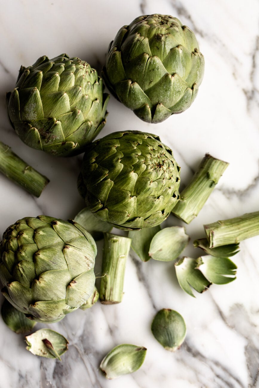 trimmed artichokes.