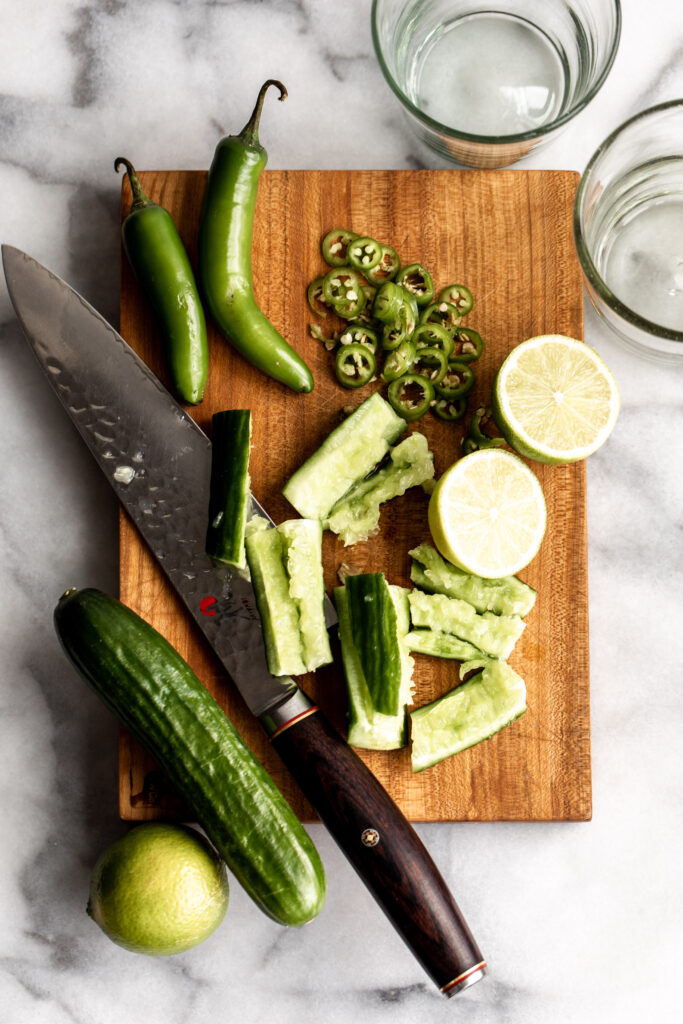 serrano peppers smashed cucumber and limes