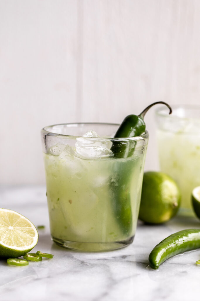 Spicy Cucumber Margarita with serrano pepper