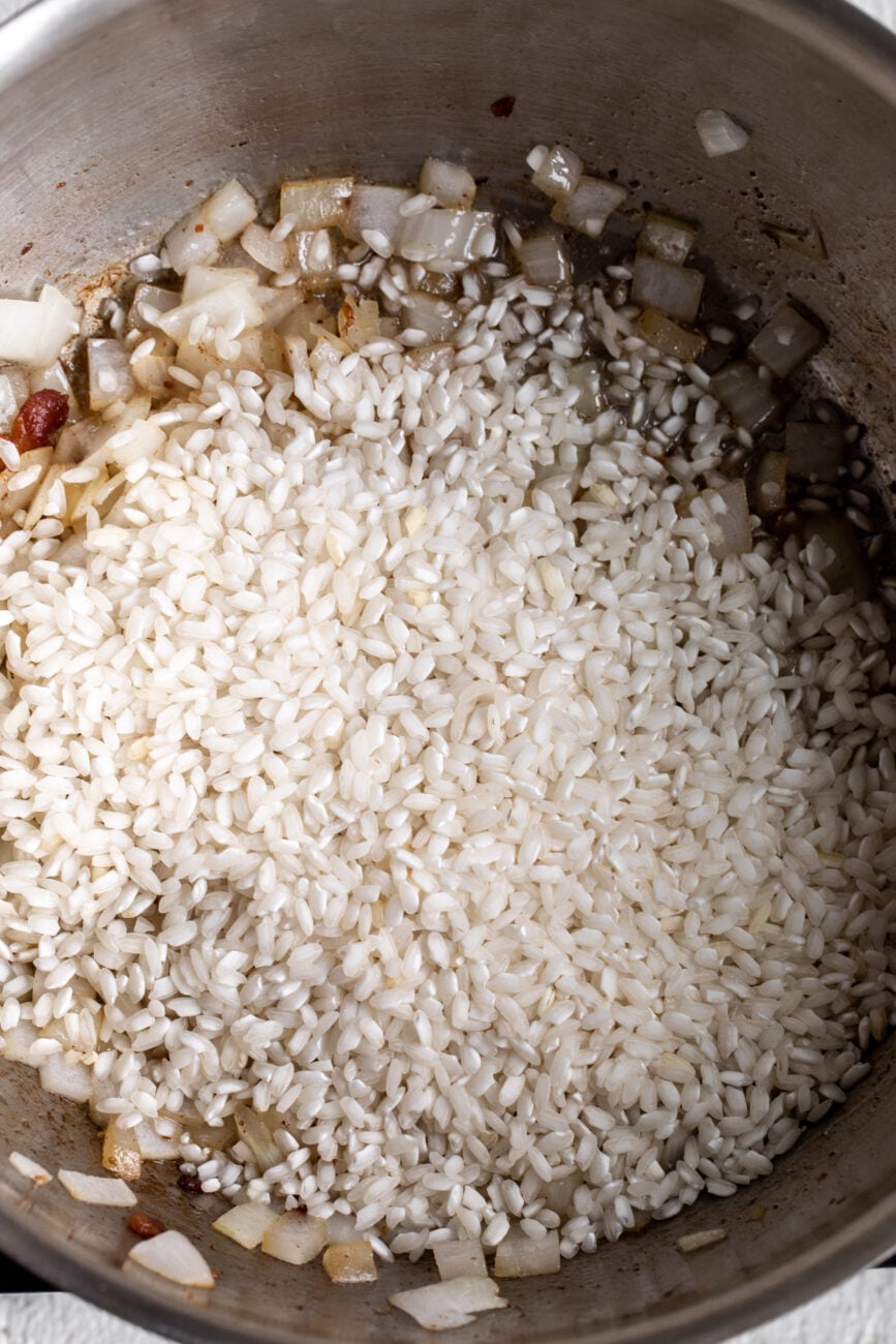 onion and rice sautéed.
