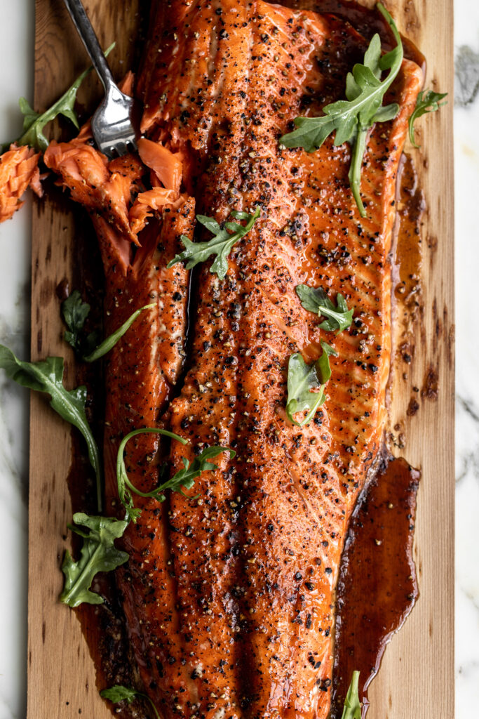Cedar Plank Salmon with Brown Sugar & Black Pepper