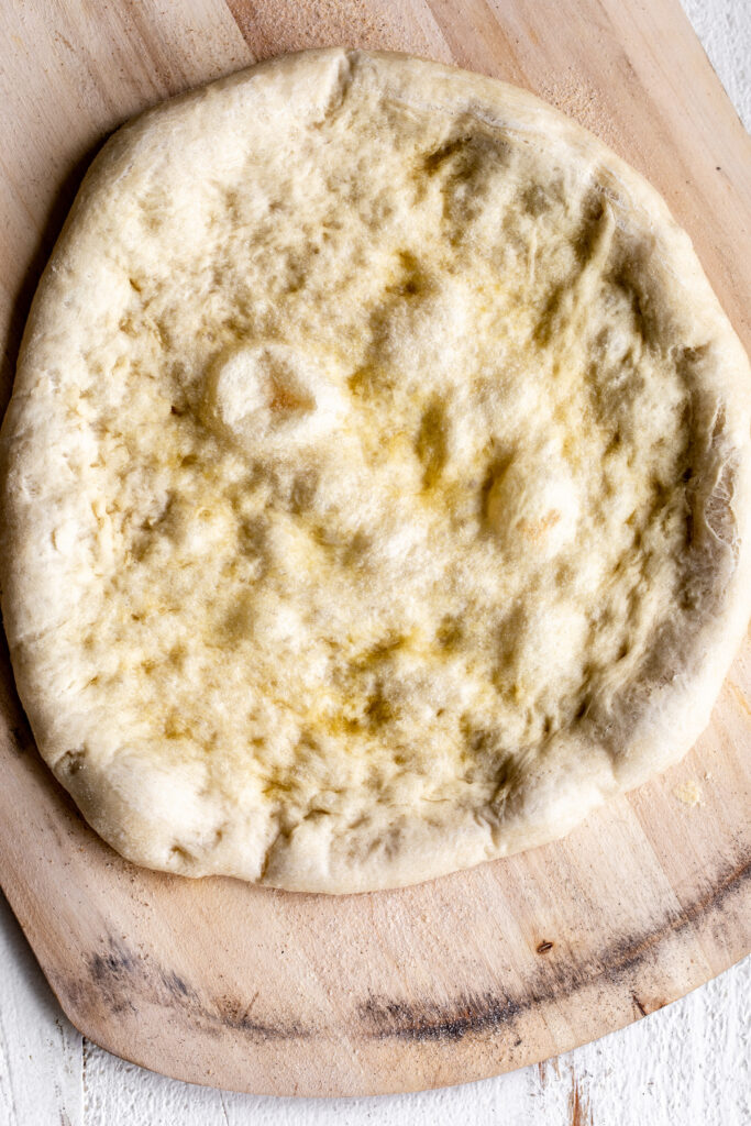 baked dough for elote pizza