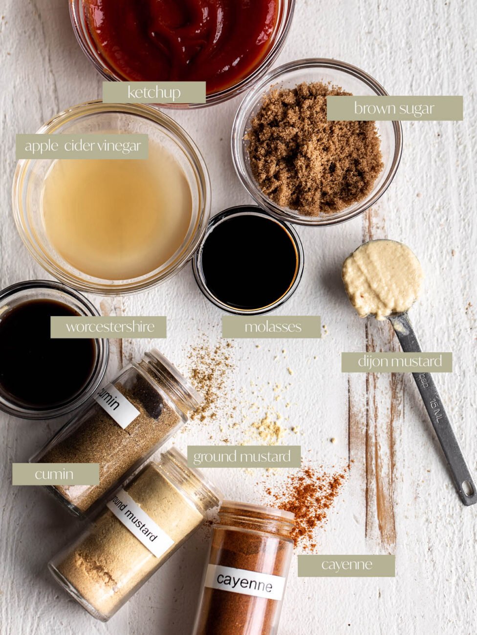 homemade BBQ sauce labeled ingredient photo.